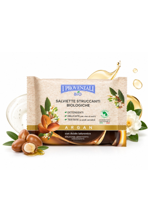 Îngrijire ten - Bio Șervețele Demachiante Argan - Hidratante, Delicate, pentru Piele Sensibilă, cu Acid Hialuronic