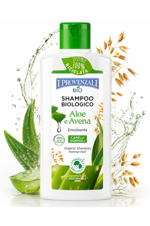 Șampon - Bio Shampoo Aloe & Avena 250 ml - Șampon Emolient cu 15% Aloe Vera pentru Păr Normal