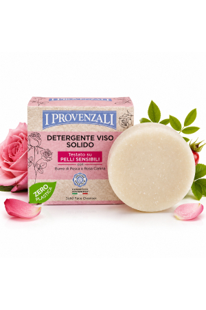 Săpunuri - Detergent Solid Față 70g - Curățare Delicată cu Unt de Piersică & Rosa Canina, Zero Plastic, 99% Natura