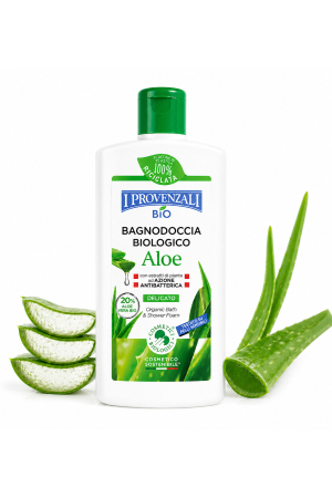 Gel de duș - Gel de duș bio cu Aloe Vera 400 ml, I Provenzali, 20% aloe vera bio, acțiune antibacteriană, pentru piele sensibilă