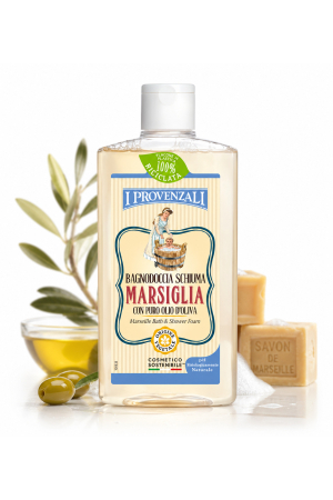 Gel de duș - Gel de duș spumant Marsiglia cu ulei pur de măsline, curățare delicată, pentru piele sensibilă, 400 ml Import italian