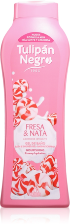 Gel de duș - Tulipán Negro Gel de Duș Fresa & Nata 650ML cu Aromă de Căpșuni și Frișcă
