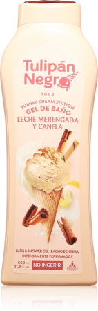Gel de duș - Tulipán Negro Gel de Duș Leche Merengada & Canela 650ML cu Aromă de Lapte și Scorțișoară