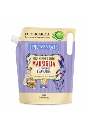 Săpun lichid - Rezervă Săpun Lichid Marsilia cu Lavandă - I Provenzali, Ecoricarica 80% Plastic Redus, 750 ml