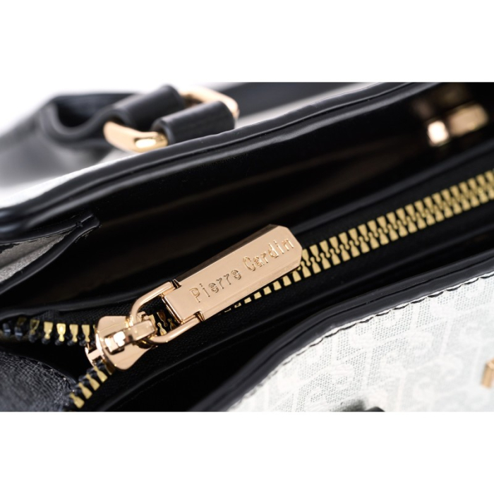 GEANTA DE MÂNĂ CU LOGO PIERRE CARDIN ȘI CUREA DE UMĂR DIN PIELE ECO ,ALB [6]