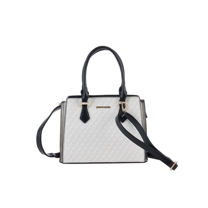 GEANTA DE MÂNĂ CU LOGO PIERRE CARDIN ȘI CUREA DE UMĂR DIN PIELE ECO ,ALB [2]