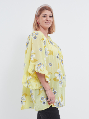 Bluză Tip Ie cu Imprimeu Floral – Galben [1]