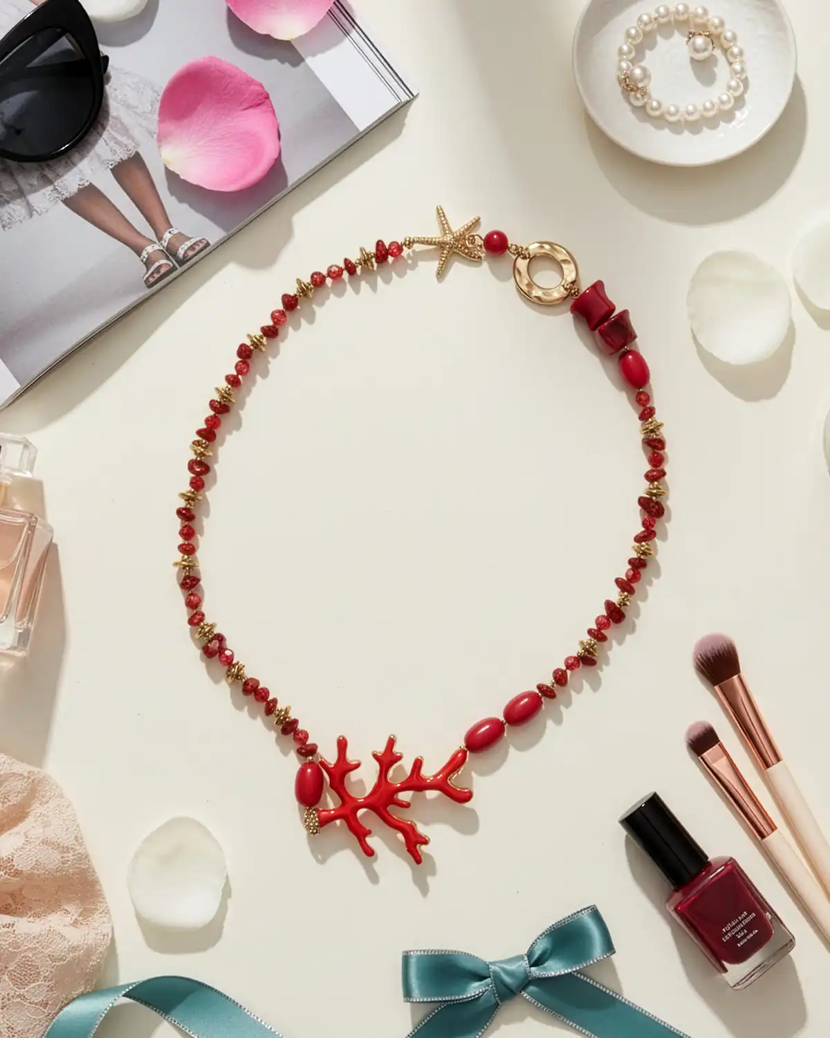 Coliere & Lanțuri - Colier Magdy Foschia Egea roșu