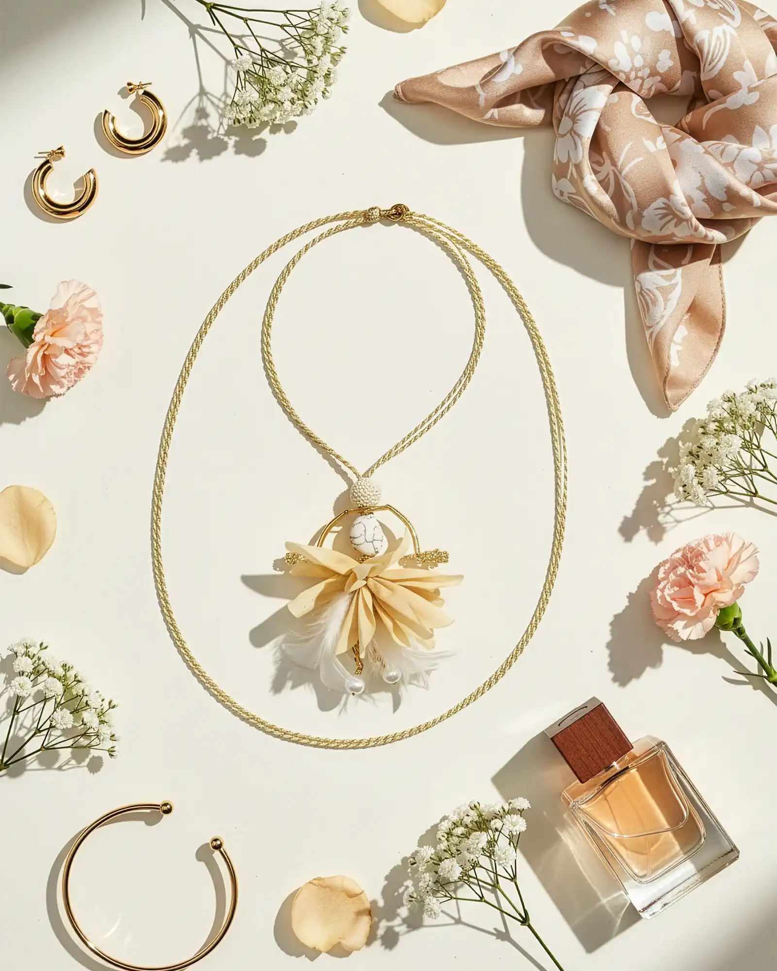 Gablonțuri - Colier Magdy Miyabi crem