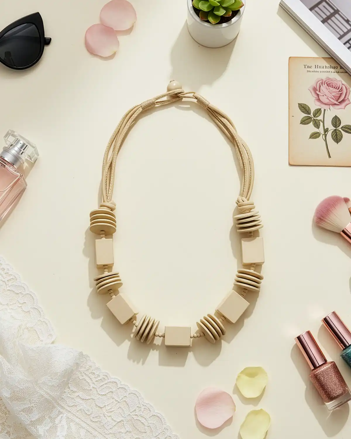 Gablonțuri - Colier Magdy Smaragdna crem