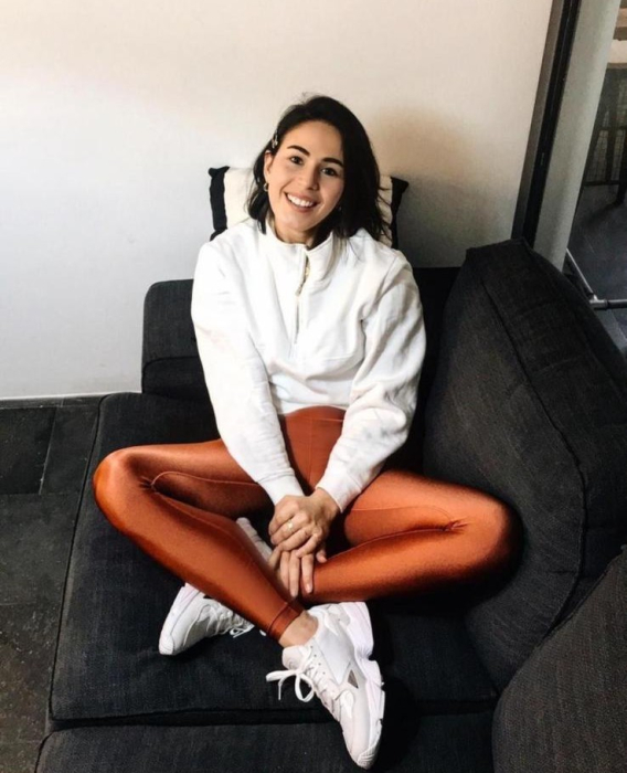 Colanți damă lucioși cu talie înaltă Lady Hürrem, Culoare Portocaliu, material elastic, model sport-fashion [2]