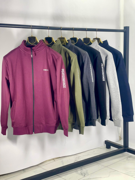 Trening Bărbați, Culoare Gri Inchis – Set Bluza cu Fermoar + Pantaloni, Bumbac gros, Fit Modern [2]