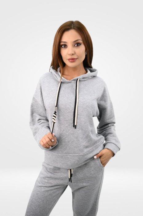 Trening damă– hanorac scurt cu glugă & pantaloni sport lejeri| Stil casual modern [3]