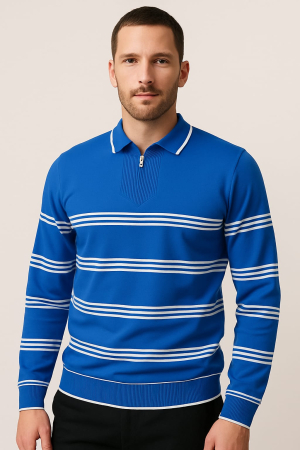 Bluze&Malete - Bluza Bărbați Polo cu Fermoar – Tricot Premium, Slim fit