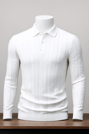 Bluze&Malete - Bluza Bărbați Tricot Torsade – Polo Elegant, Slim Fit