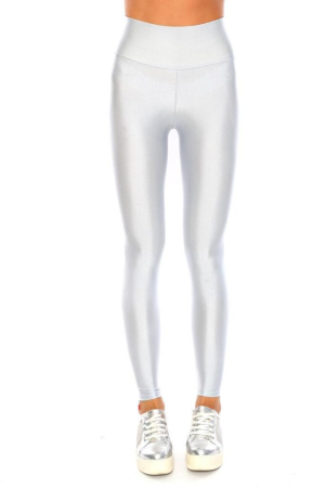 Colanti - Colanți damă lucioși cu talie înaltă Lady Hürrem, Culoare Argintiu, material elastic, model sport-fashion