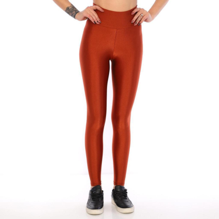Colanti - Colanți damă lucioși cu talie înaltă Lady Hürrem, Culoare Portocaliu, material elastic, model sport-fashion