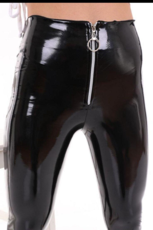 Colanti - Pantaloni Damă, Culoare NEGRU,  Lucioși din Latex, Lady Hürrem – Talie Înaltă, Croi Slim