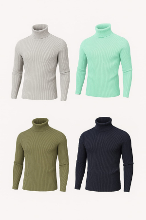 Bluze&Malete - Set 4 bucati Maletă bărbătească slim fit din tricot fin – elegantă, călduroasă și confortabilă, Marime universala (S-L)