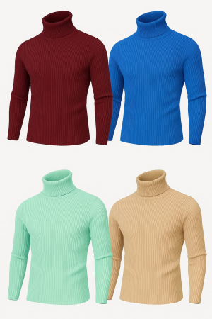 Bluze&Malete - Set 4 bucati Maletă bărbătească slim fit din tricot fin – elegantă, călduroasă și confortabilă, Marime universala (S-L)