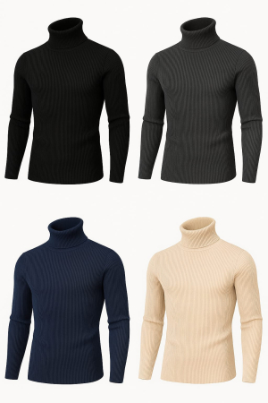 Bluze&Malete - Set 4 bucati Maletă bărbătească slim fit din tricot fin – elegantă, călduroasă și confortabilă, Marime universala (S-L)