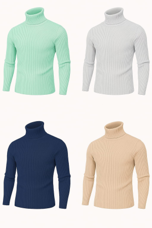 Bluze&Malete - Set 4 bucati Maletă bărbătească slim fit din tricot fin – elegantă, călduroasă și confortabilă, Marime universala (S-L)