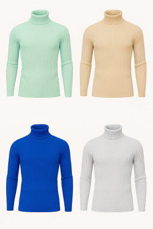 Bluze&Malete - Set 4 bucati Maletă bărbătească slim fit din tricot fin – elegantă, călduroasă și confortabilă, Marime universala (S-L)