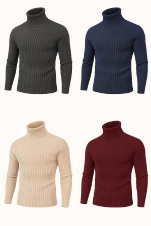 Bluze&Malete - Set 4 bucati Maletă bărbătească slim fit din tricot fin – elegantă, călduroasă și confortabilă, Marime universala (S-L)