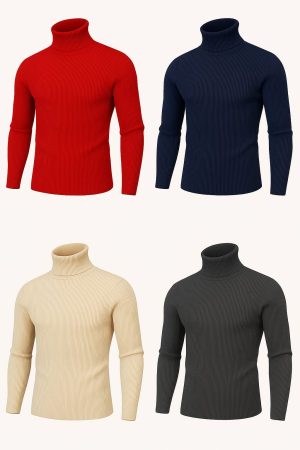 Bluze&Malete - Set 4 bucati Maletă bărbătească slim fit din tricot fin – elegantă, călduroasă și confortabilă, Marime universala (S-L)