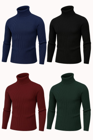 Bluze&Malete - Set 4 bucati Maletă bărbătească slim fit din tricot fin – elegantă, călduroasă și confortabilă, Marime universala (S-L)