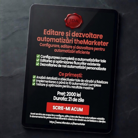Optimizare Automatizări TheMarketer – Personalizare Texte, Design și Extindere Flow-uri - Optimizare Automatizări TheMarketer – Personalizare Texte, Design și Extindere Flow-uri Email