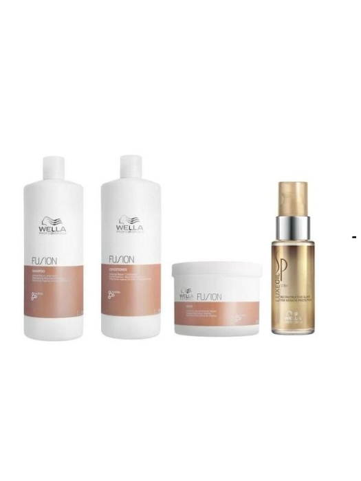 Set Fusion Sampon 1000ml, Balsam 1000ml, Masca pentru par 150 ml, Oil Reflections Light 100 ml [1]