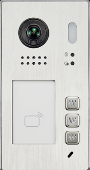 Interfoane & Videointerfoane - Post de apel video IP cu cititor de proximitate dual EM/MF si lentila Fishye, disponibil pentru 3 apartamente, montare aplicata - DH622-S3
