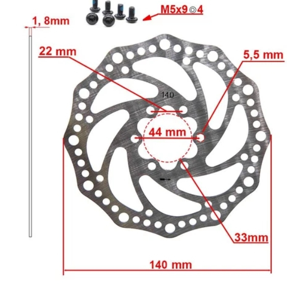 Disc de frana 140 mm 6 gauri trotineta electrica [2]