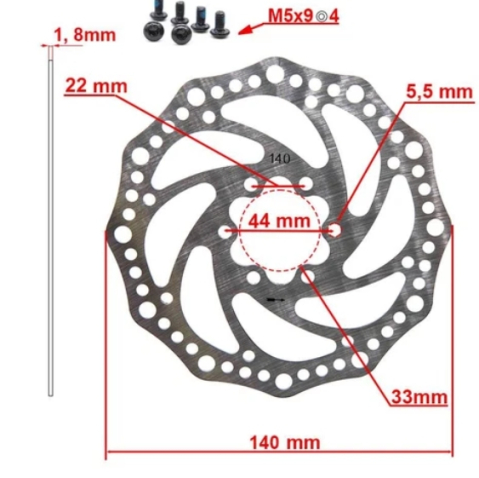 Disc de frana 140 mm 6 gauri trotineta electrica [1]