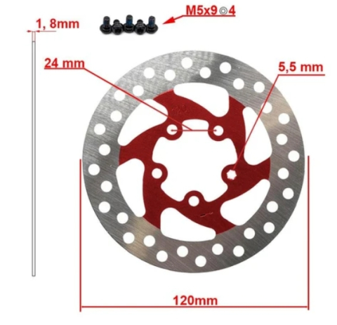 Disc frana 120 mm 5 gauri trotineta electrica [2]