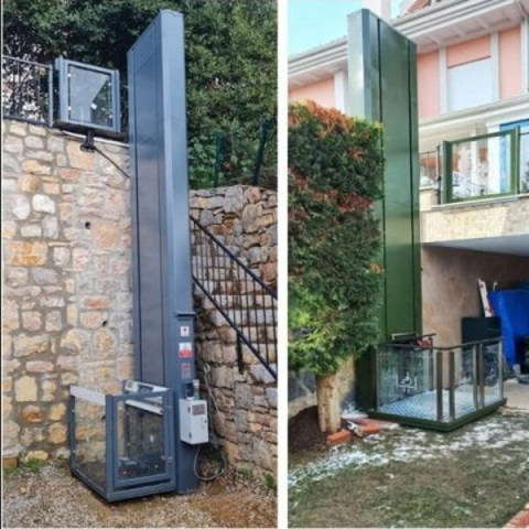 Plataformas elevadoras verticales con accionamiento lateral - Plataforma elevadora vertical, recorrido de 150 a 250 cm, accionamiento por husillo