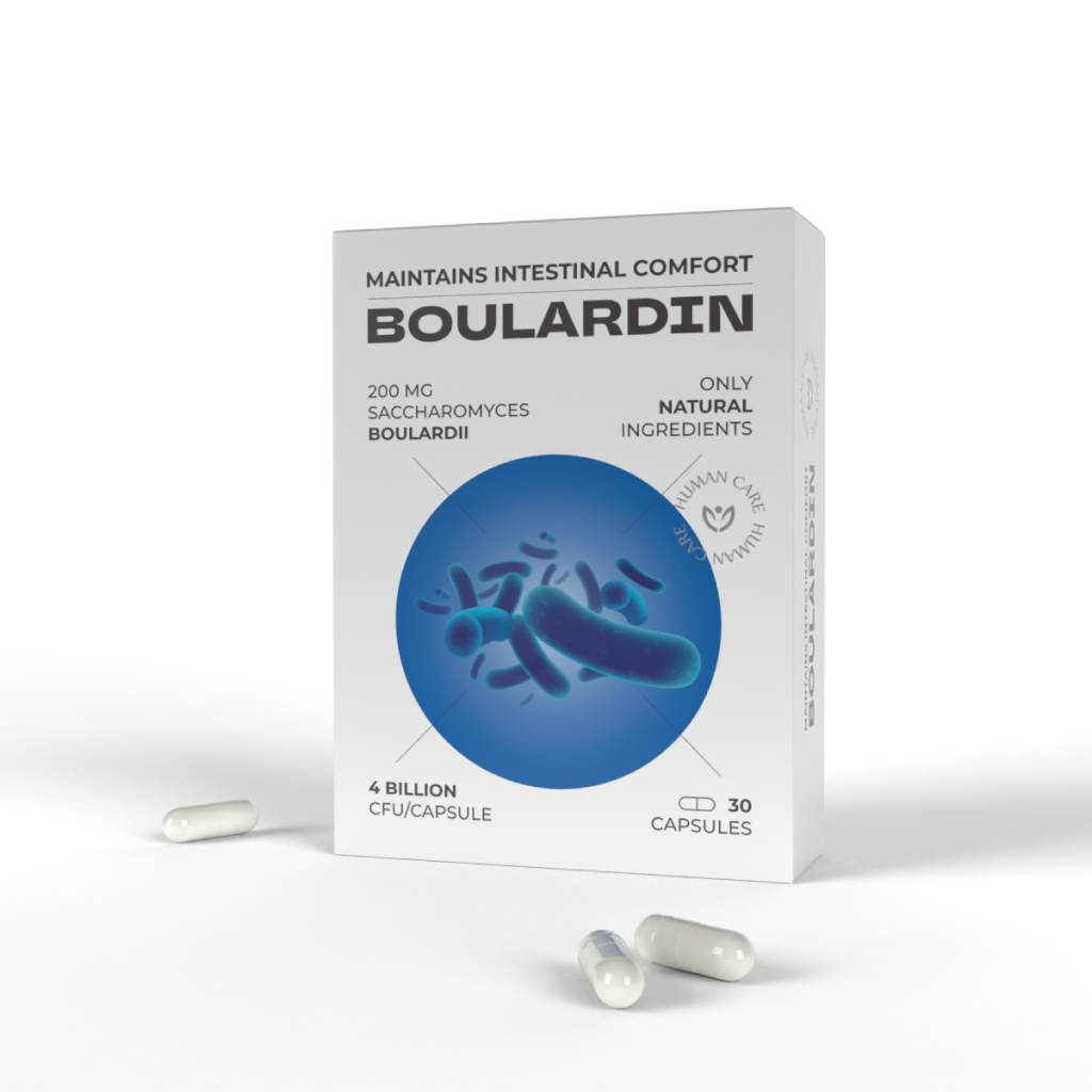 Produsele noastre - Boulardin, Probiotic cu Saccharomyces boulardii 4 Miliarde CFU, 30 Capsule Vegetale Gastro-Rezistente, Fără Gluten, Fără Coloranți, Supliment Alimentar pentru confort intestinal