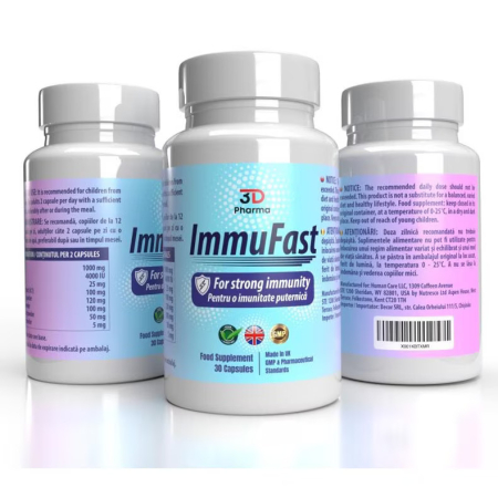 Vitamine, minerale și imunitate - ImmuFast, Vitamina C 1000 mg + D3 5000 IU + Zinc, Supliment pentru imunitate și protecție în sezonul rece