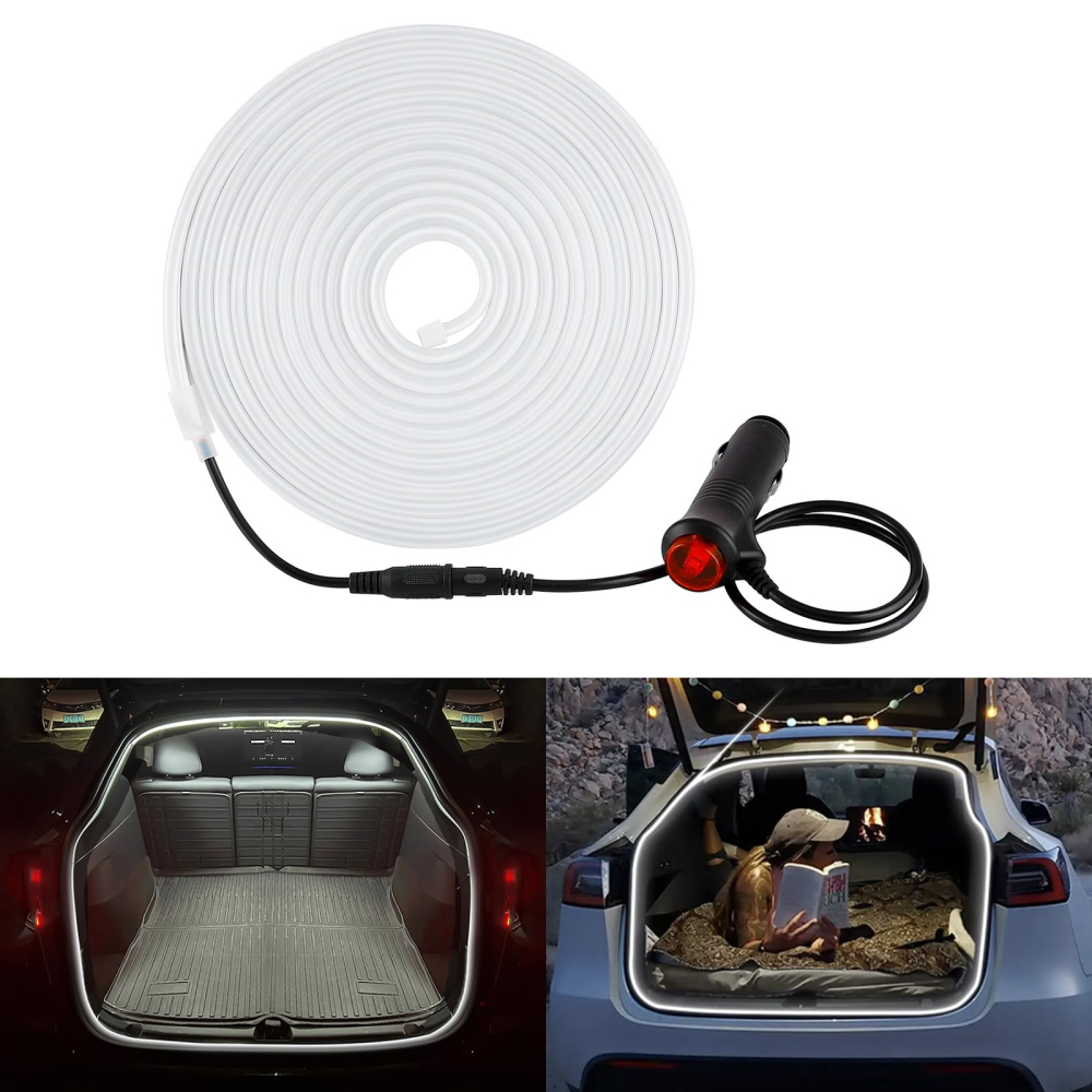 Banda LED portbagaj auto flexibila 4,2M, alimentare bricheta 12V, lumina alb rece [6]