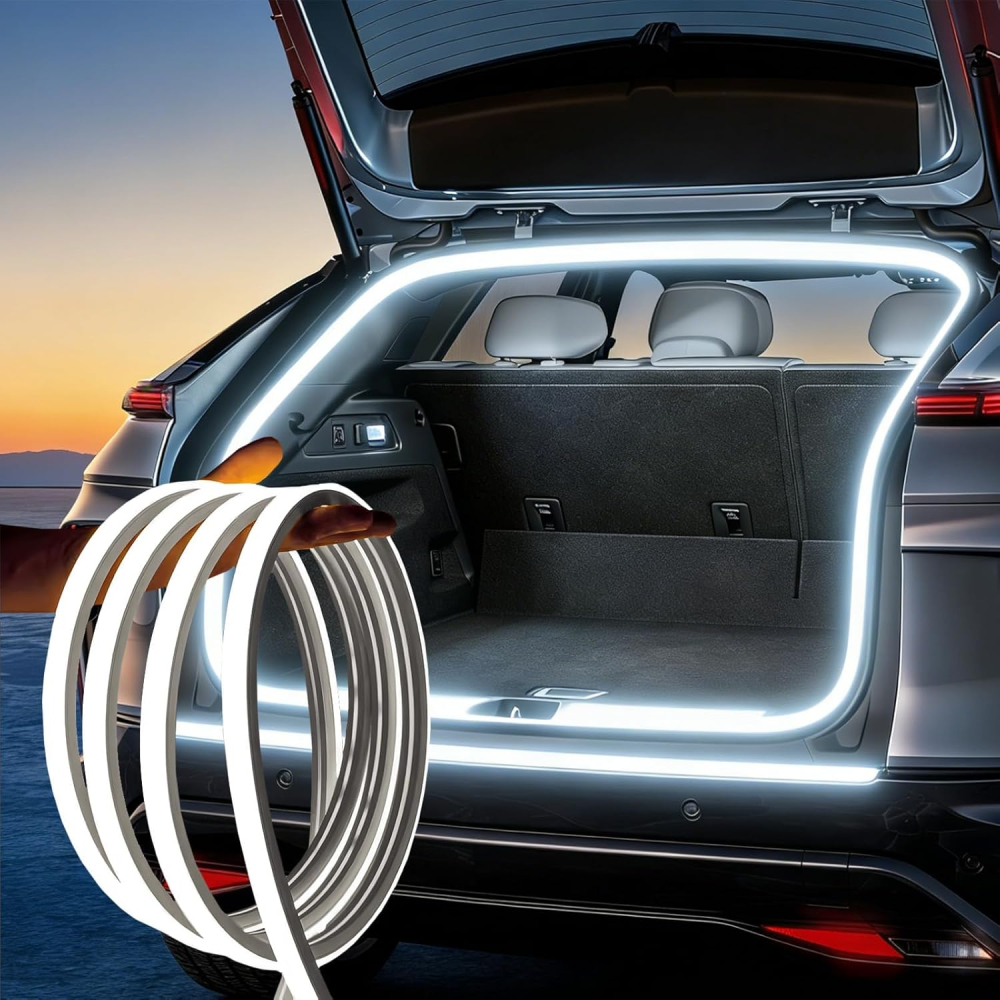 Banda LED portbagaj auto flexibila 4,2M, alimentare bricheta 12V, lumina alb rece [3]