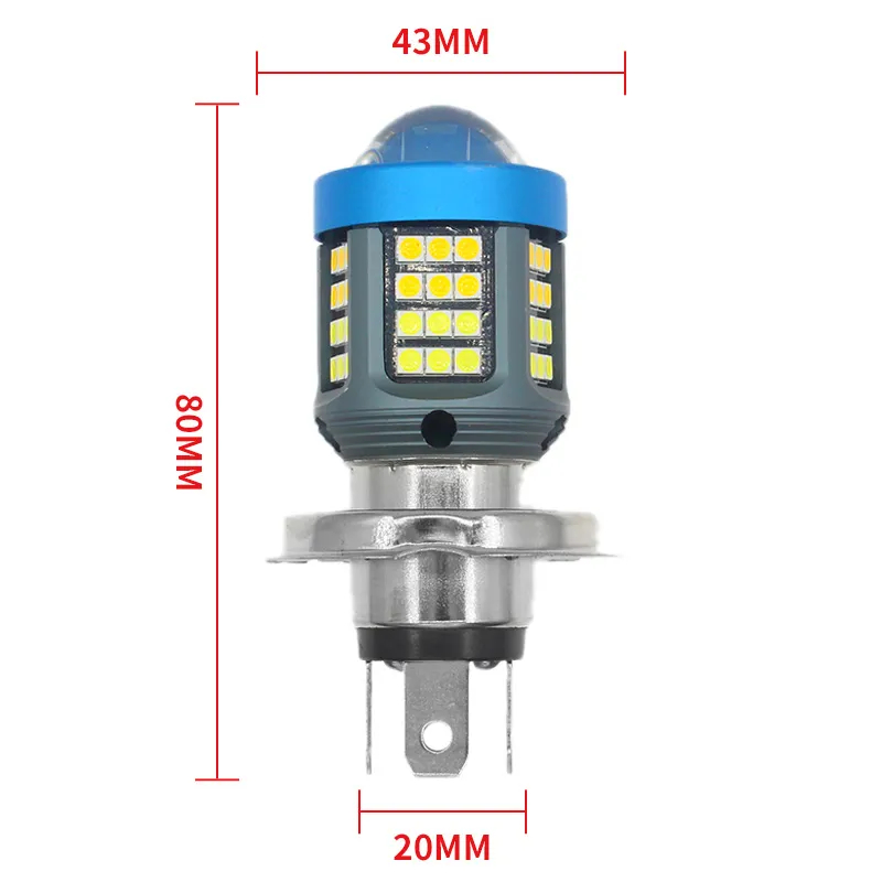 Bec LED H4 Moto ATV cu Lupă 30W 1800LM 6500K 12V Plug & Play [3]