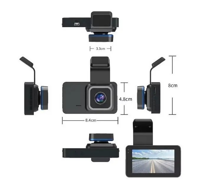 Cameră auto DVR WiFi Jingong KOS-14009 față & spate 1296P, ecran 3” LCD, 170°, G-Sensor [2]