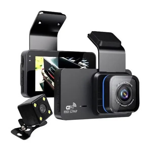 Cameră auto DVR WiFi Jingong KOS-14009 față & spate 1296P, ecran 3” LCD, 170°, G-Sensor [3]