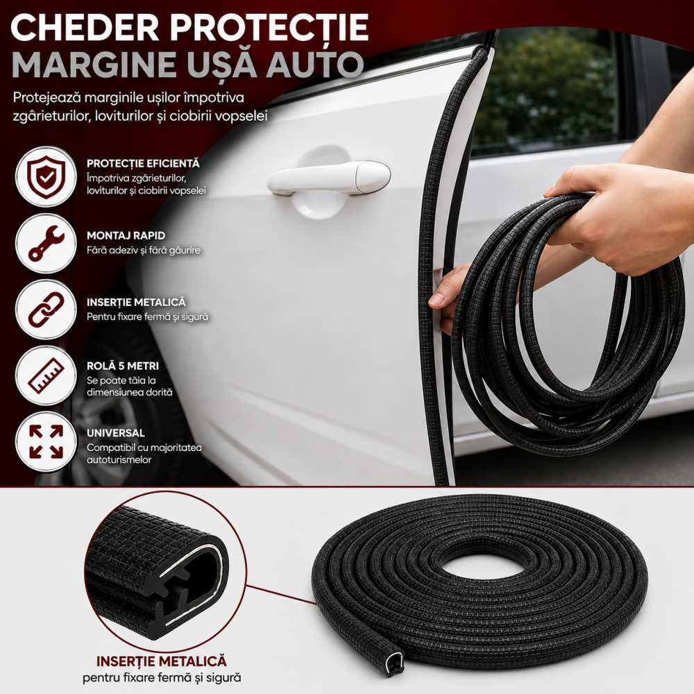 Cheder Protecție Uși Auto Universal 5M Negru [2]