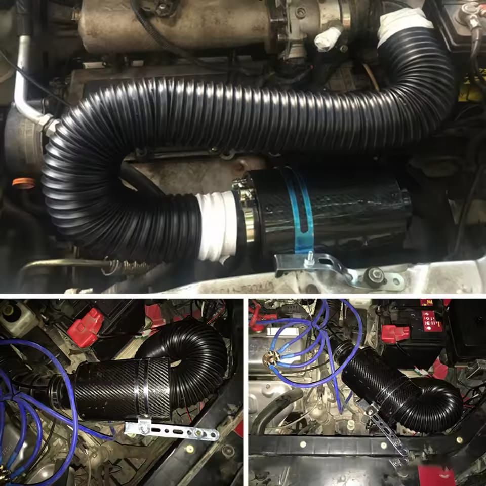 Filtru de aer sport universal,carcasă carbon 4D,tub flexibil [5]