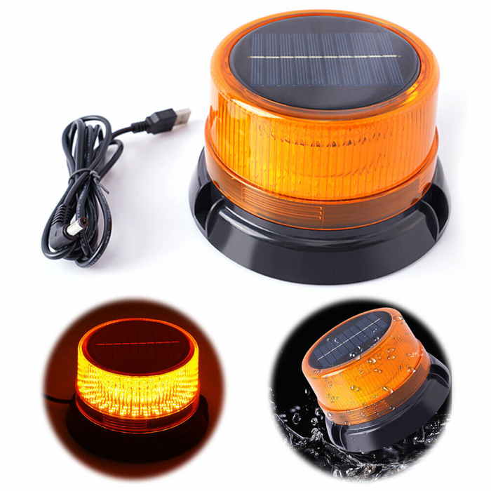 Girofar Led stroboscopic solar cu talpa magnetica [7]