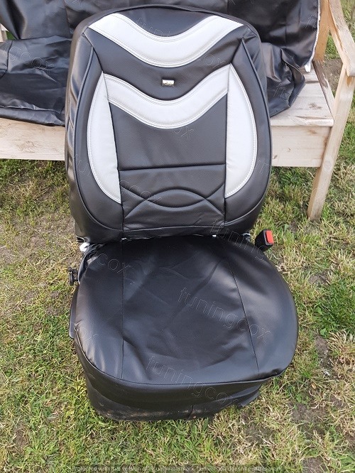 Huse scaune auto din imitatie de piele negru cu gri [1]