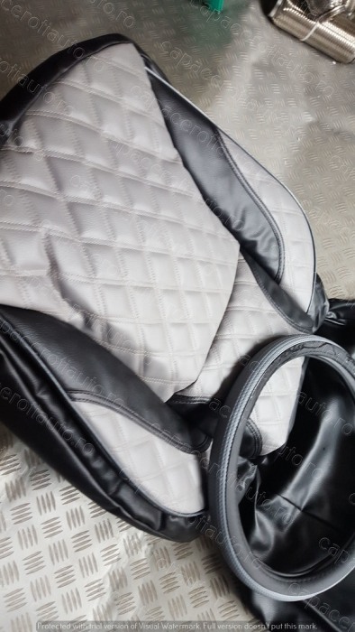 Huse scaune imitatie de piele gri+negru mem special [3]