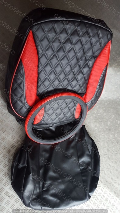 Huse scaune imitatie de piele negru+rosu mem special [2]